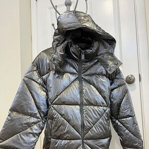 Grey Metallic Puffer Coat